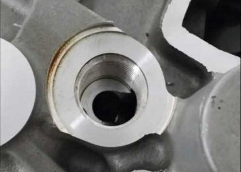 Figure 2. A clean thread produced by a custom A-SFT with extra oil holes on the side.

A-Tap. The A-Tap is known for its superior chip evacuation capability.